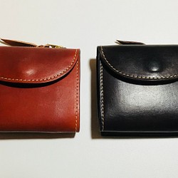 手染めの三つ折り財布/姫路レザー/送料無料 1枚目の画像