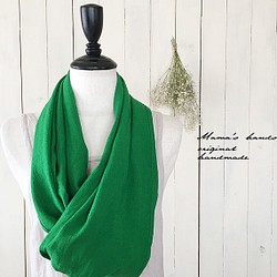 (完売)リトアニア リネン 緑 グリーン スカーフ ストール 1枚目の画像