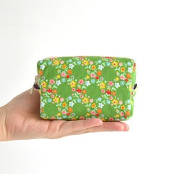 Retro floral mini zipper pouch - "Green Garden" [801] 第1張的照片