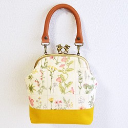 2WAY rabbits frame bag - Cottage Floral fabric cream/yellow 第1張的照片