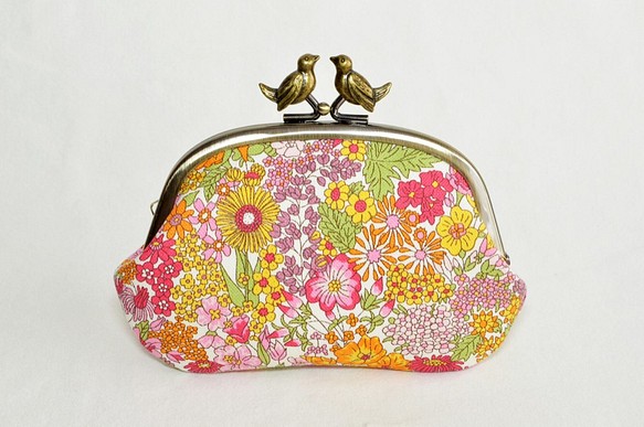 Liberty pink floral frame coin purse with birds[495] 第1張的照片