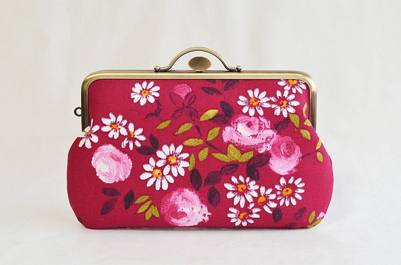 Small cosmetic pouch -raspberry red-Fabric from France[545] 第1張的照片