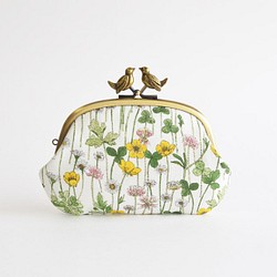 Liberty floral frame coin purse with birds - Linen [923] 第1張的照片