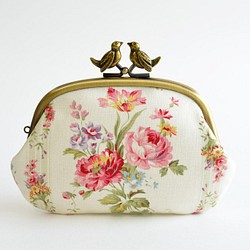 Shabby chic floral frame coin purse with birds [723] 第1張的照片