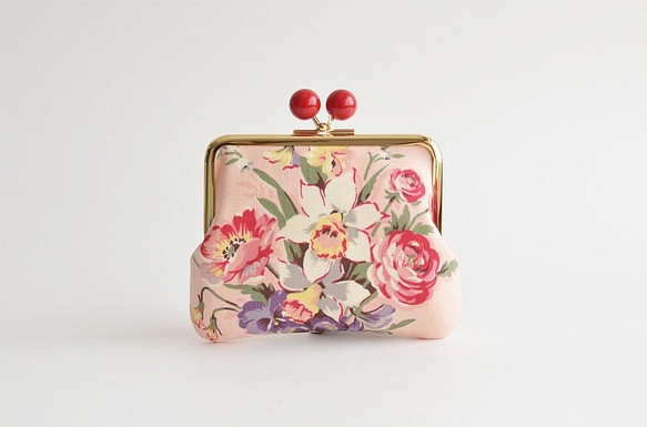 {花卉口金包} Spring floral kiss lock cosmetic pouch - Pink [855] 第1張的照片