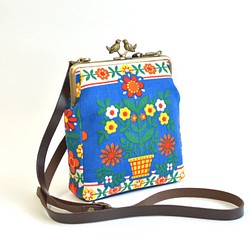 Mini shoulder bag - Vintage folk floral - blue [713] 第1張的照片