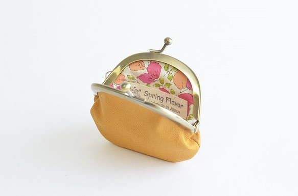 {花卉口金包} Mini coin purse - Camel brown x Liberty floral [998] 第1張的照片