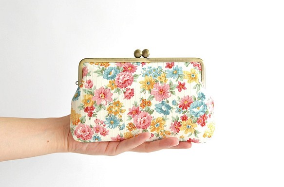 Retro floral small cosmetic pouch - Green Garden [459] 第1張的照片