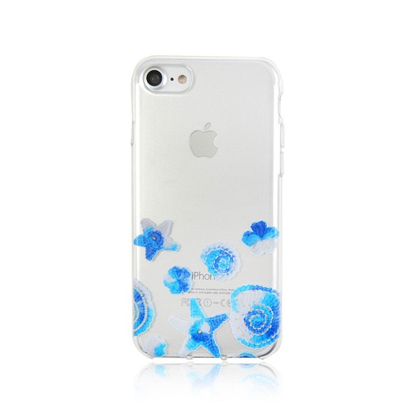 iPhone 6 / 6s / 7/8清爽夏季彩色針織外殼貝殼圖案透明軟包 第1張的照片