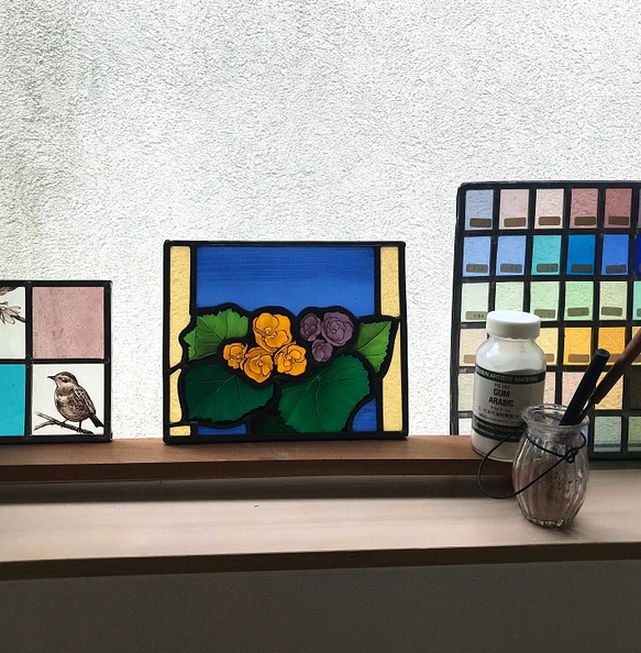 絵付けstained glass/ベゴニア 1枚目の画像