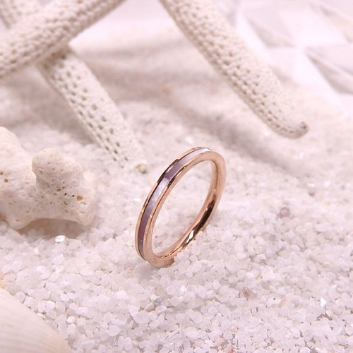 海の宝石リング＊* 七色に輝くピンクシェル リング 指輪 ステンレス 