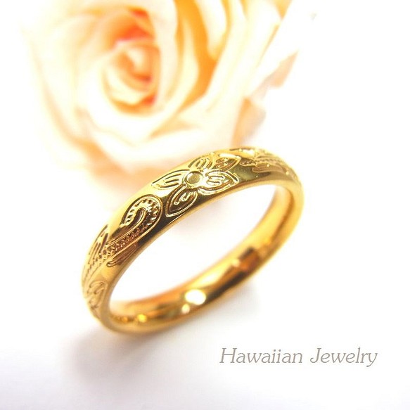 ** 幸福護身符首飾 ** 夏威夷戒指 黃金風水戒指堆疊 &lt;1 件的價格&gt; 第1張的照片