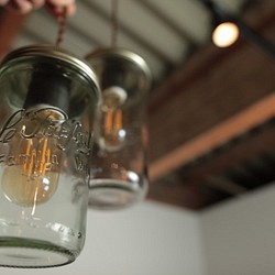ペンダント照明　ガラス瓶　エジソン球  店舗  ガラス  マイホーム  ナチュラル 1枚目の画像