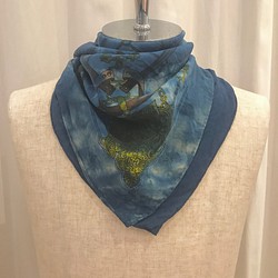 藍染 ヴィンテージ 絞染めスカーフ 1枚目の画像