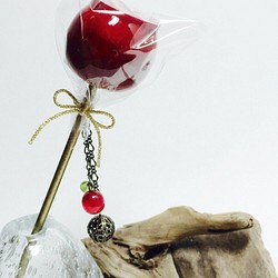 りんご飴の簪  金古美カラー 1枚目の画像