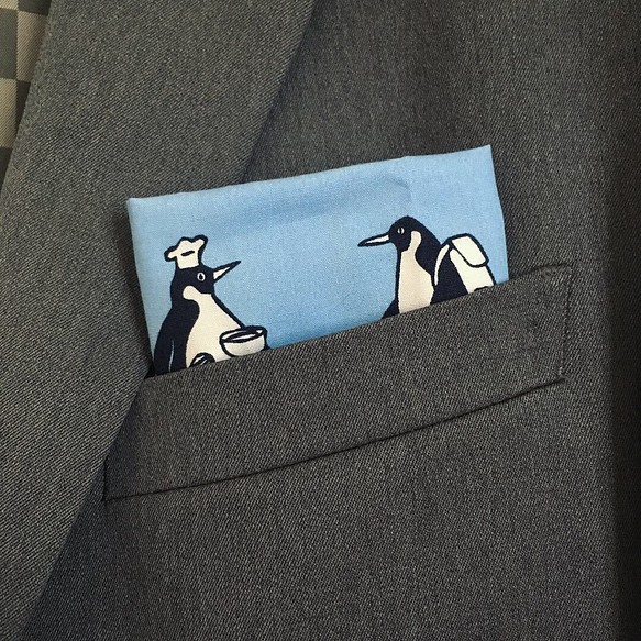 色んなペンギンのポケットチーフ 1枚目の画像