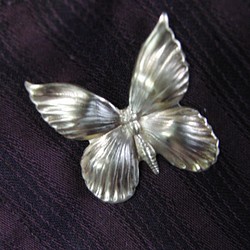 真鍮ブラス製　輝く蝶/バタフライ型ピンズブローチ　結婚式・成人式などシャツ・ジャケットや帽子・バッグのワンポイントに 1枚目の画像