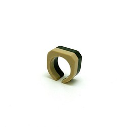 由眼鏡材料製成的戒指/戒指♪寬度12毫米（綠色和米色2色層壓）手工拋光的美麗♪來自眼鏡的起源福井 第1張的照片