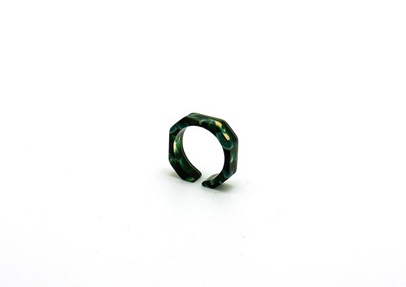 由眼鏡材料製成的戒指/戒指♪寬度6毫米FM（各種綠色的糊狀物）手工拋光的美麗♪來自眼鏡的產地福井 第1張的照片