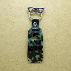 眼鏡材質鞋拔（恐龍★三角龍）藍灰色MIX花紋◆帶鑰匙圈，便於攜帶◆眼鏡產地福井產 第1張的照片