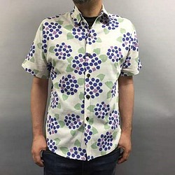 半袖和柄シャツ（紫陽花模様） 1枚目の画像