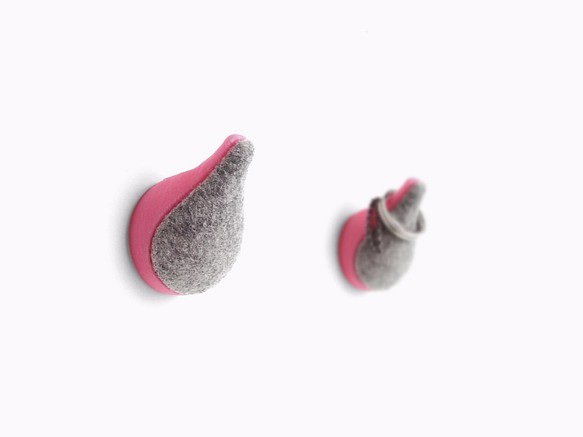 しずくモチーフの壁掛けフック-drop-mini【ピンク】 1枚目の画像