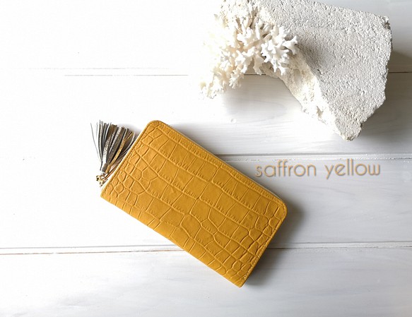 【受注生産】☆収納力重視！長財布〈TORON〉saffron yellowサフランイエロー 1枚目の画像