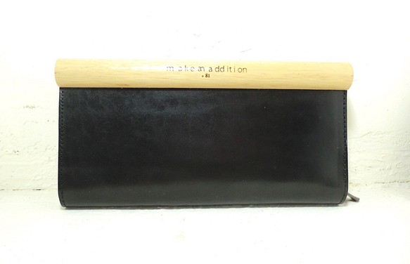 wood+ leather round zip wallet 1枚目の画像