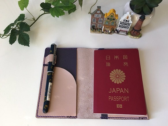受注制作】春色パスポートケース☆ピンク×パープル♪ その他ケース