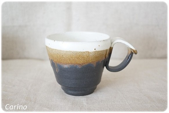 (OUTRET)コーヒーカップ　白×黒マット・2 1枚目の画像