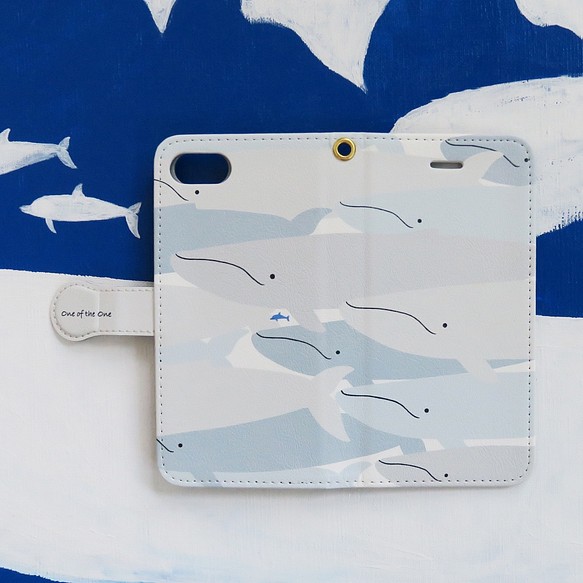 いるかはいるかな・シロナガスクジラ：iPhone（※Android機種）対応手帳型スマホケース ＜受注後制作＞ 1枚目の画像