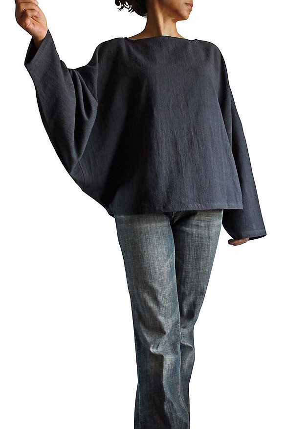 ジョムトン手織り綿ショート貫頭衣（BFS-114-01）