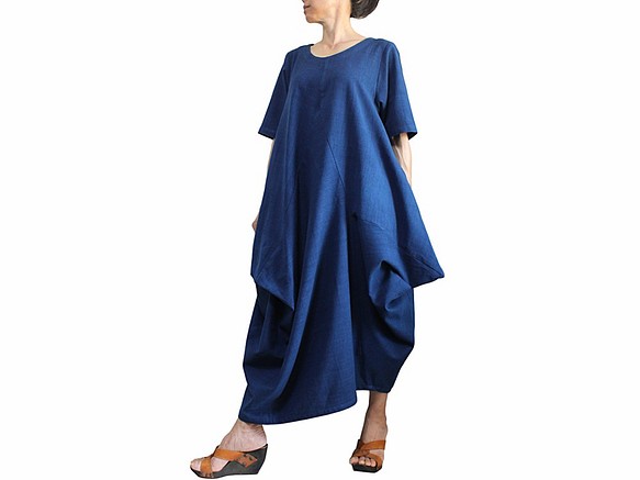 Jomton 手工編織棉質多穿靛藍連衣裙 (DRL-011-03) 第1張的照片