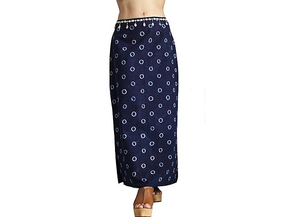 雲南白族藍絞り染綿布のスカート（SHM-015-01） 1枚目の画像