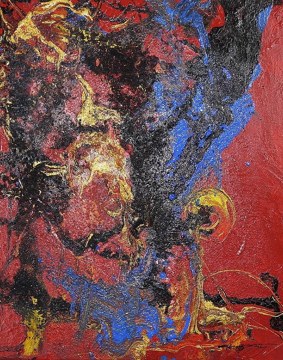 Saint George and the Dragon (mixed media, キャンバスＦ３　２７，３ｃｍ×２２) 1枚目の画像