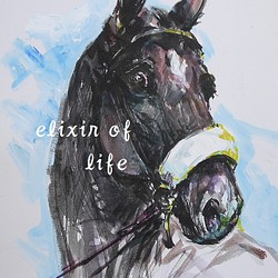 A race horse, 1 (墨絵、アクリル、その他、水彩画用紙２１ｃｍ×３０ｃｍ) 1枚目の画像