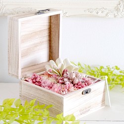 【9/11まで送料無料】flower garden in a wood box -pink- #158 1枚目の画像