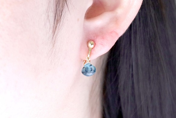 靛藍藍晶石（耳環）＃695 第1張的照片