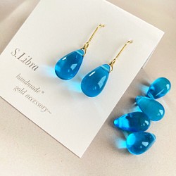 ピアス・sky blue*スカイブルー.クリアガラスドロップ ピアス ピアス