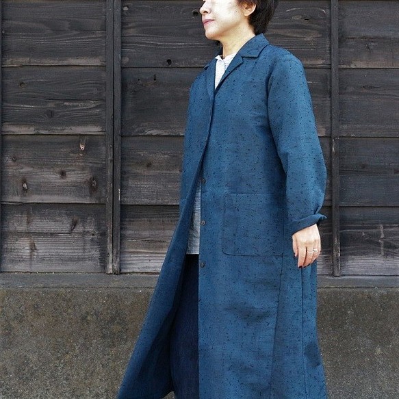 着物リメイク ひげ紬テーラードＡラインコート コート ウサギ洋裁店