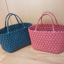 花結び編みのかごバッグ(ワイドサイズ) 1枚目の画像