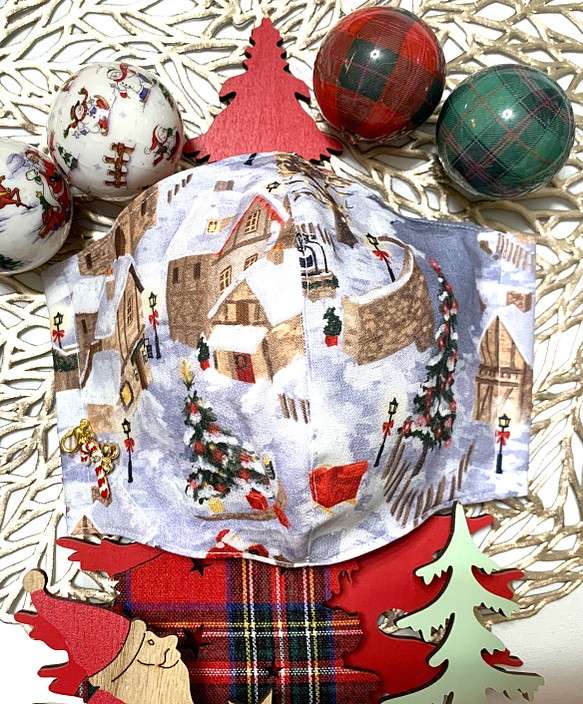 《Creema 限定作品》聖誕街景 ✖️ 聖誕樹 ✖️ 有魅力的聖誕棒 ✨ 3D 布面面具 第1張的照片