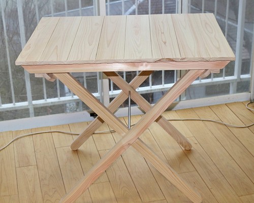国産檜のテーブル 木製折りたたみテーブル ひのき無垢材アウトドア ...
