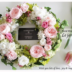 Y様専用ご購入ページ★オールドローズのパリスタイルリース・ Le jardin（ピンクホワイト28cm） 1枚目の画像