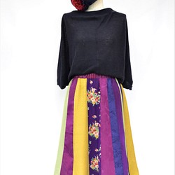 和服裙：紫色花朵圖案/和服翻拍/國內免費送貨/ 2個工作日內發貨/ 2002s03 第1張的照片