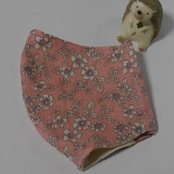 受注生産！ちょっぴりオシャレな立体マスク（フィルターポケット付き）ピンク小花柄大人用 1枚目の画像