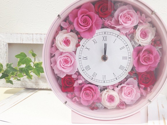 12Ｒoses幸せの時を刻む花時計ピンク 1枚目の画像