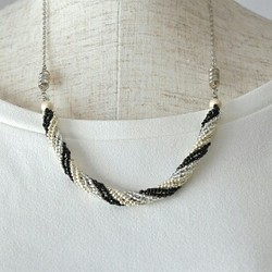 2way spiral necklace 【black silver mat】 1枚目の画像