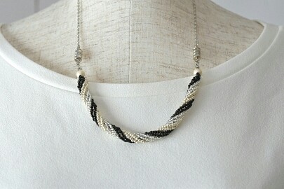 2way spiral necklace 【black silver mat】 1枚目の画像