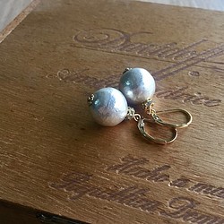 【pebble Ammi】Vintage paper pearl　フレンチフックピアス　<a020-ear> 1枚目の画像